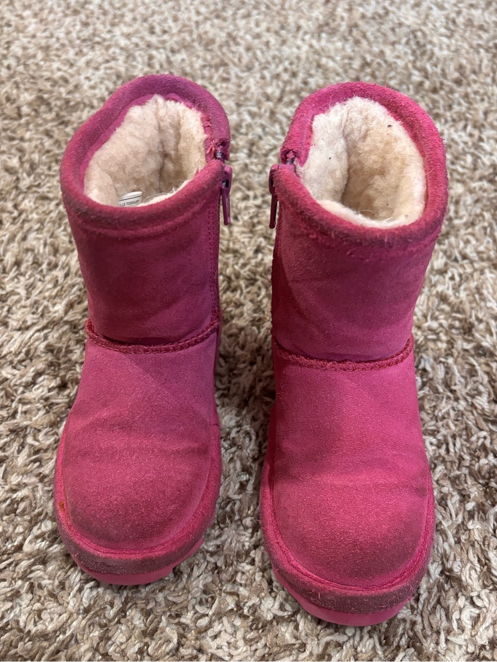 BearPaw Kids Pink Suede Shearling-Lined Boots 7C